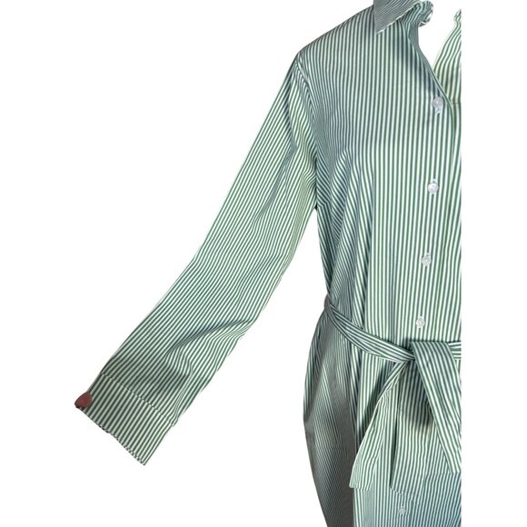 J Jill Wearever Collection Green & White Striped Button-Up Shirt Dress Belt NWT - Picture 4 of 10